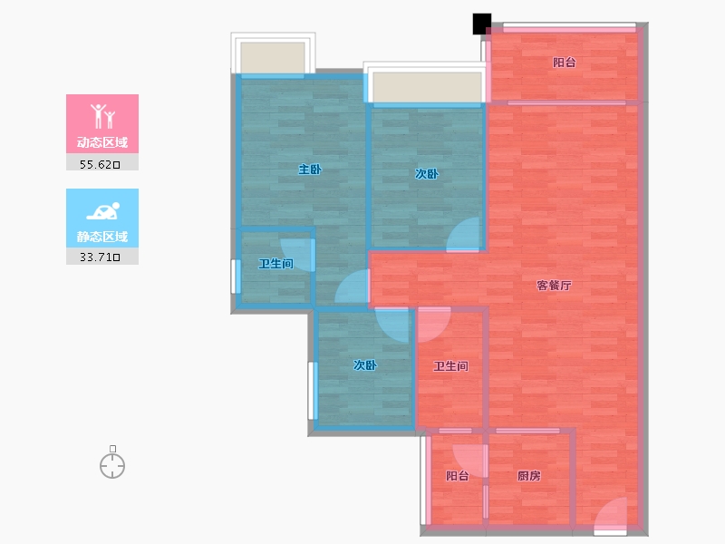 广东省-广州市-纵横缤城G11号楼95m²-80.71-户型库-动静分区