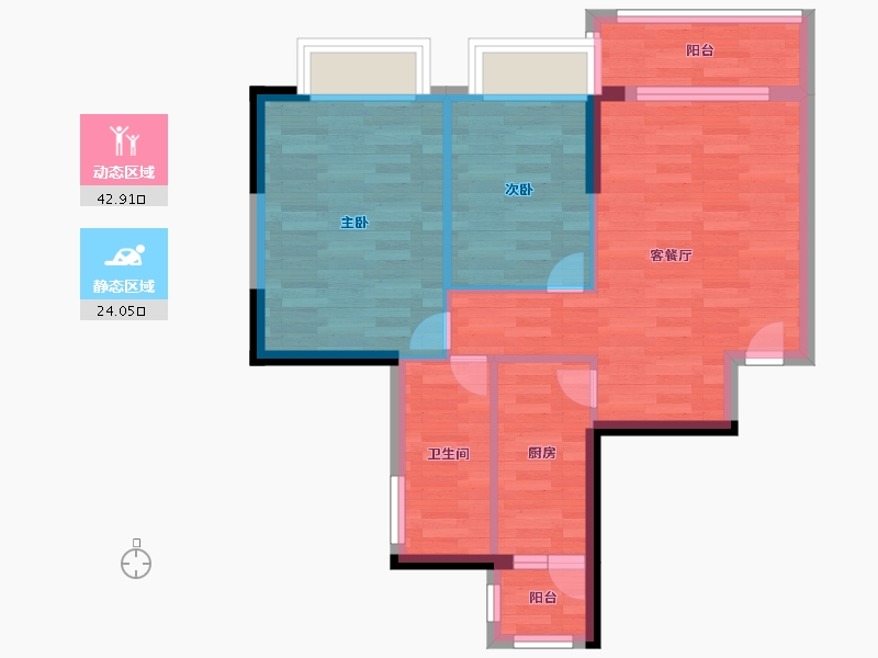 广东省-广州市-星悦轩C-1栋74m²-59.19-户型库-动静分区