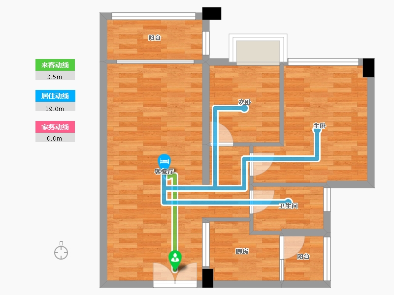 广东省-广州市-伟腾云星T1号楼82m²-62.68-户型库-动静线