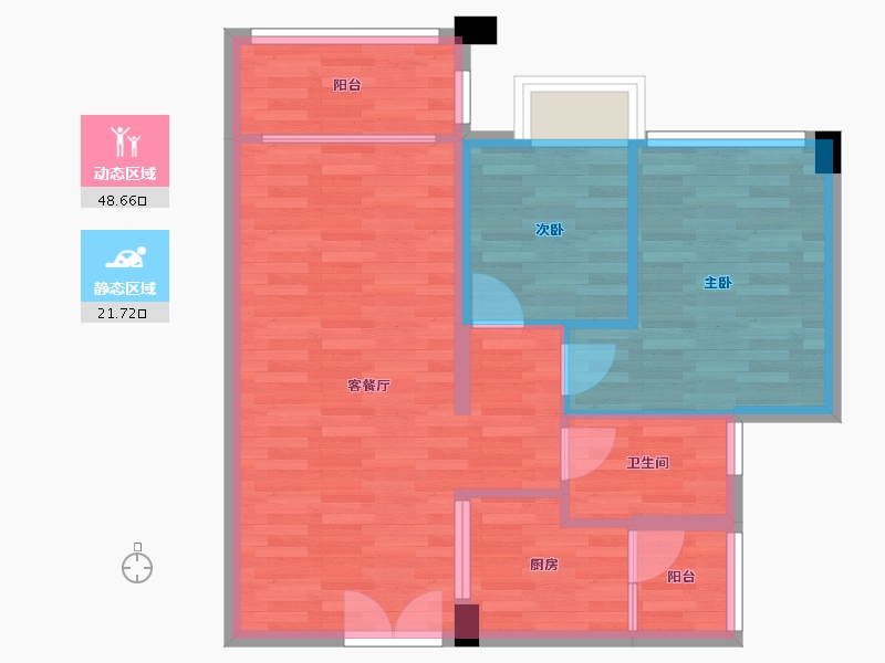 广东省-广州市-伟腾云星T1号楼82m²-62.68-户型库-动静分区