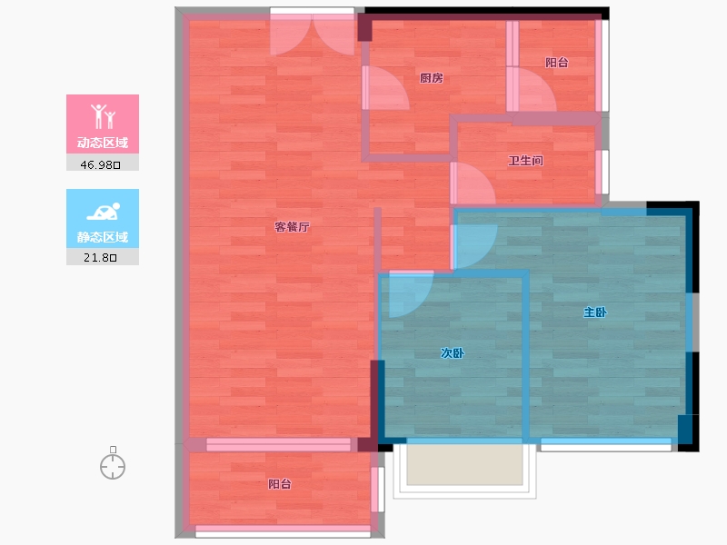 广东省-广州市-伟腾云星T4号楼82m²-61.27-户型库-动静分区