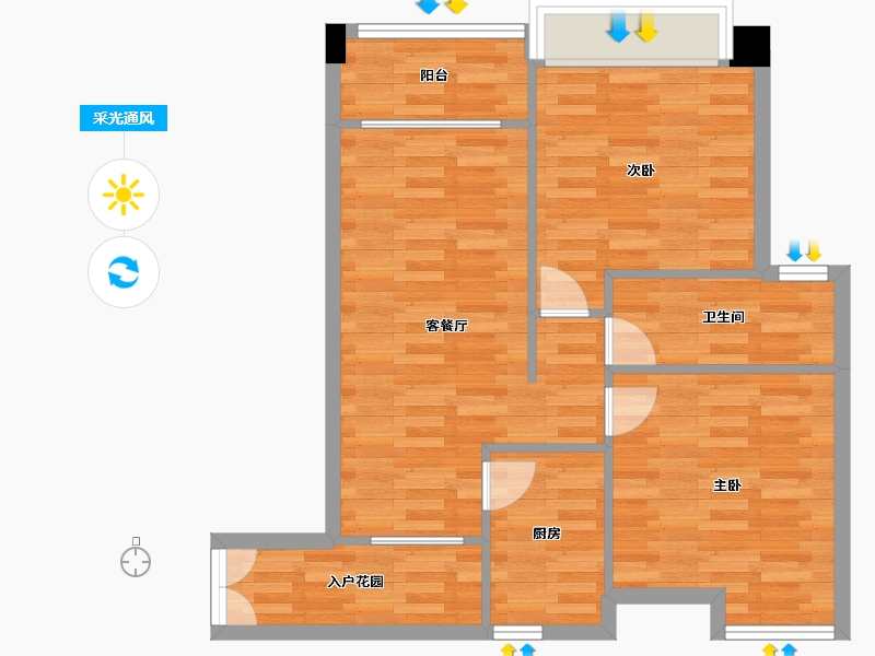 广东省-广州市-伟腾云星T4号楼,T5号楼85m²-67.29-户型库-采光通风