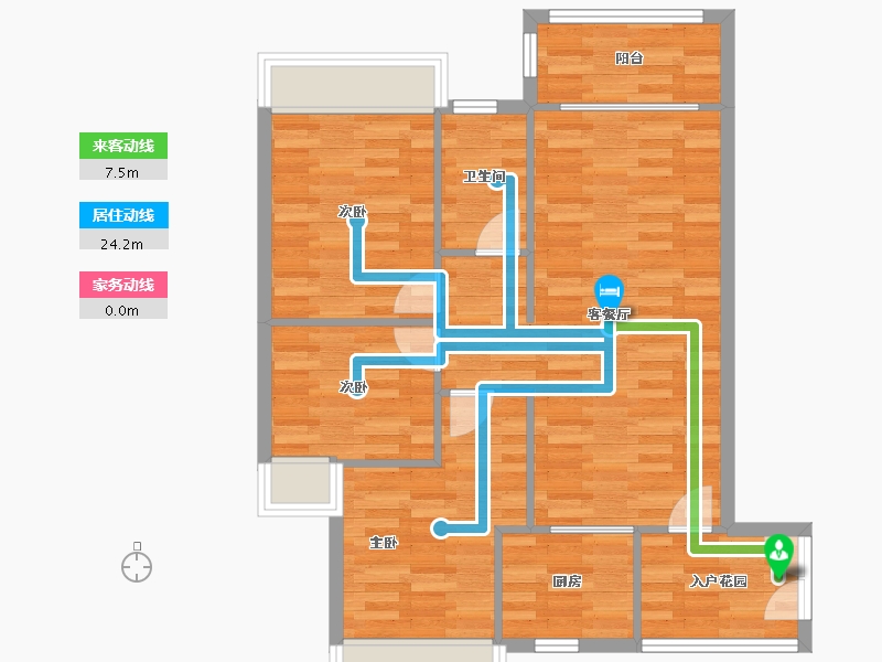 广东省-广州市-伟腾云星T1号楼98m²-76.79-户型库-动静线