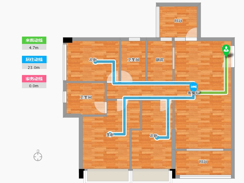 广东省-广州市-伟腾云星T1号楼128m²-99.30-户型库-动静线