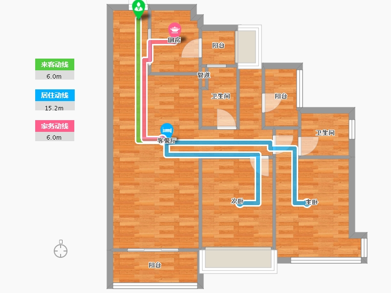 广东省-广州市-藏珑府1,2栋102m2-81.60-户型库-动静线