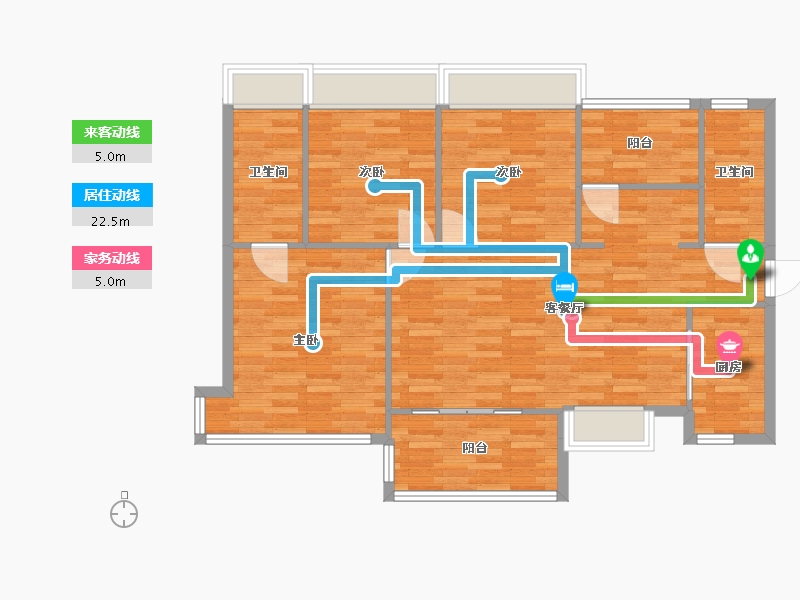 广东省-广州市-藏珑府1,2栋124m2-99.20-户型库-动静线