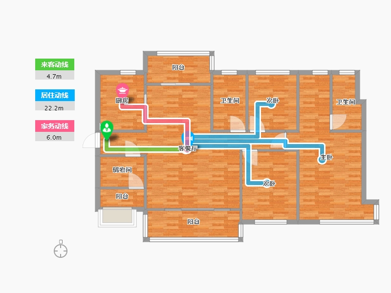 广东省-广州市-藏珑府1,2栋140m2-112.00-户型库-动静线