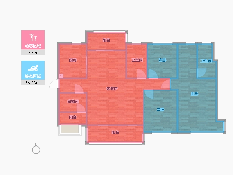 广东省-广州市-藏珑府1,2栋140m2-112.00-户型库-动静分区