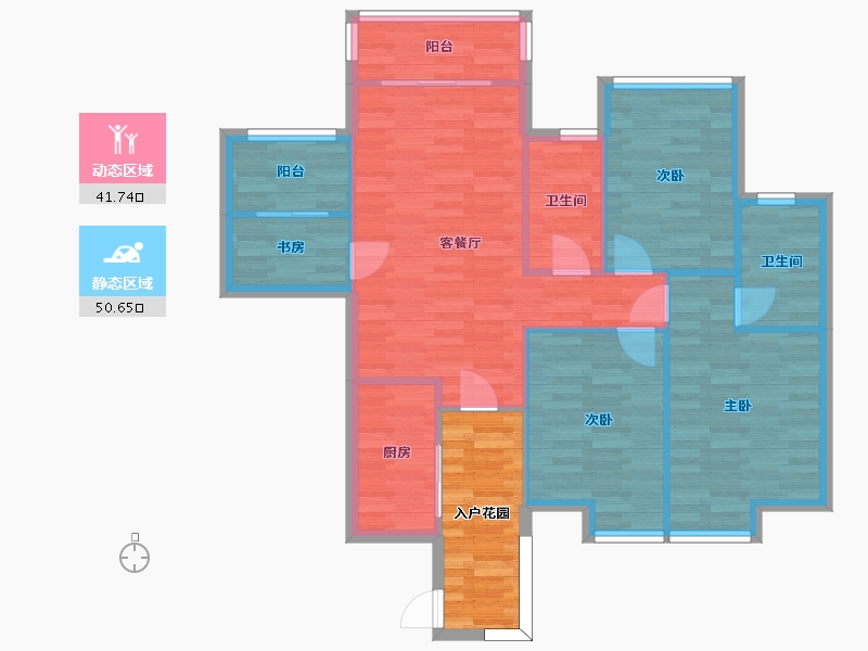 广东省-广州市-大夫山尚东110m2-91.10-户型库-动静分区