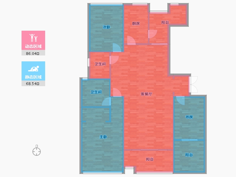 广东省-广州市-大学小筑8号楼179m2-143.19-户型库-动静分区