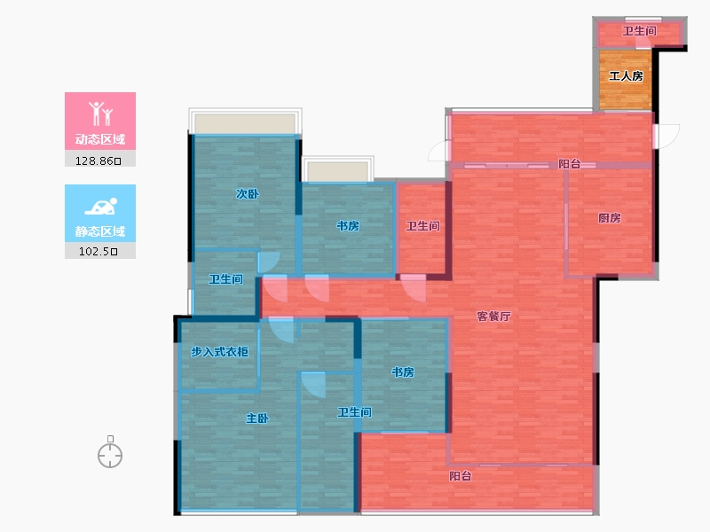 广东省-广州市-大学小筑270m2-216.01-户型库-动静分区