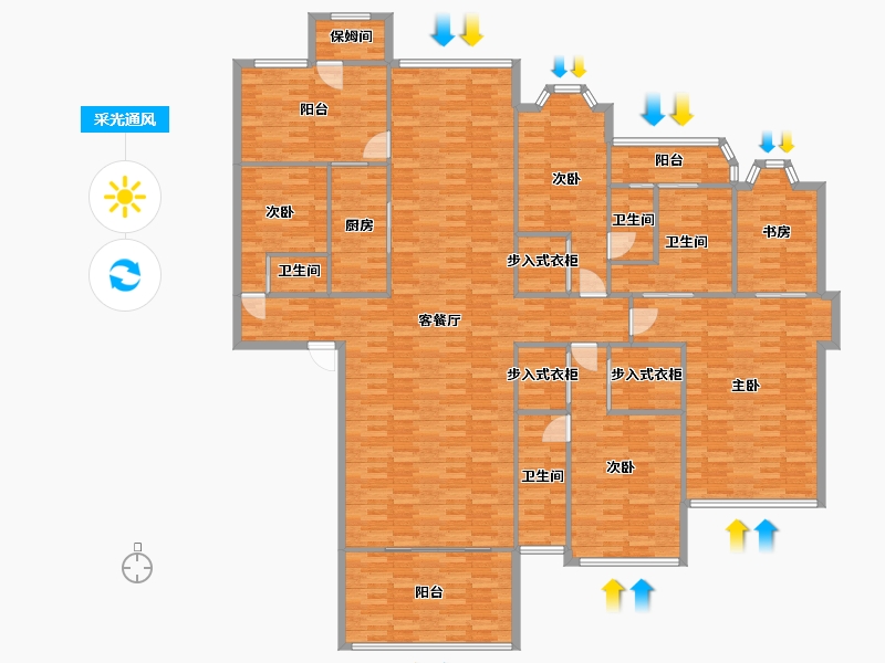 广东省-广州市-东湖洲花园2区288m2-230.40-户型库-采光通风