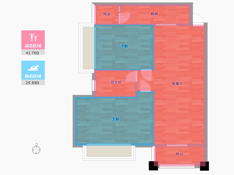 广东省-广州市-广地花园16号80m2-64.00-户型库-动静分区