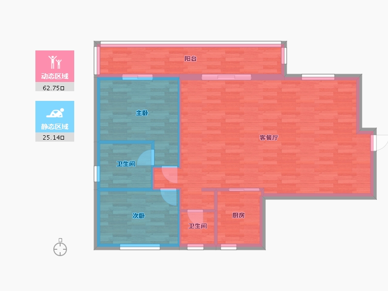 广东省-广州市-广州碧桂园樾时光熙苑1栋3梯100m2-80.00-户型库-动静分区