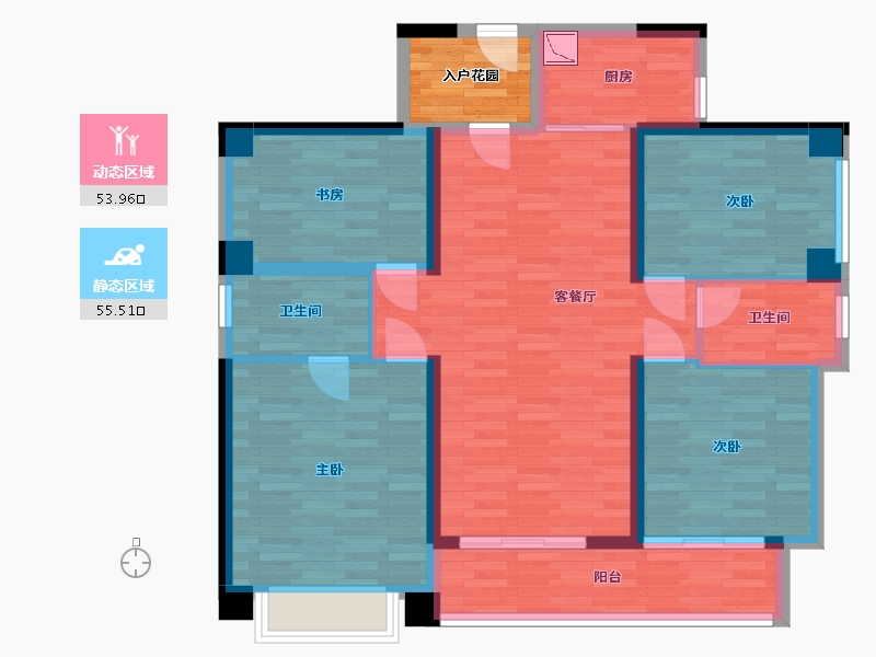 广东省-广州市-广州亚运城7栋2梯136m2-101.24-户型库-动静分区