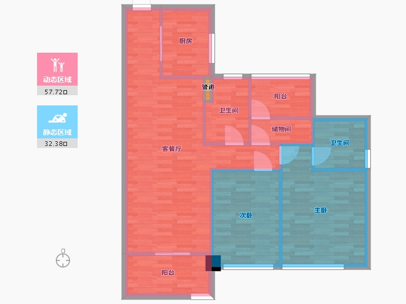 广东省-广州市-广州亚运城102m2-81.61-户型库-动静分区