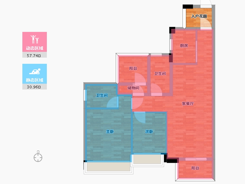 广东省-广州市-广州亚运城103m2-82.40-户型库-动静分区