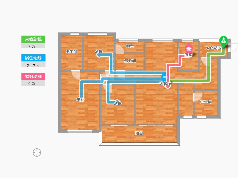 广东省-广州市-广州亚运城123m2-98.40-户型库-动静线