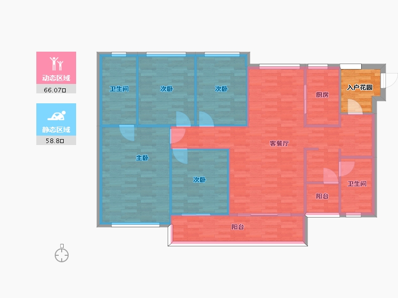 广东省-广州市-广州亚运城132m2-119.17-户型库-动静分区