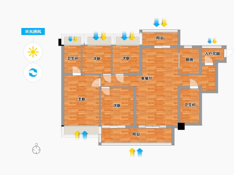 广东省-广州市-广州亚运城135m2-108.00-户型库-采光通风