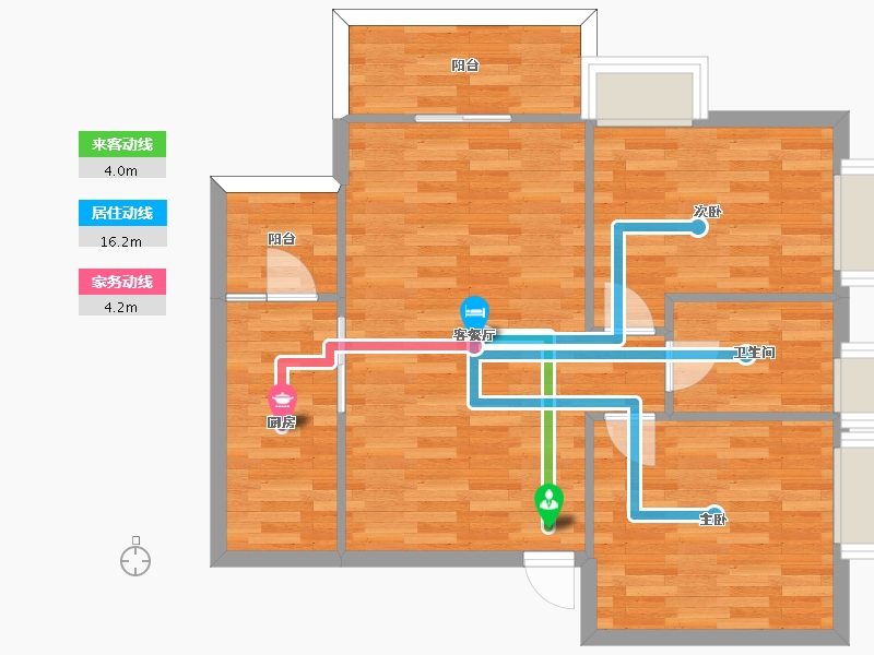 广东省-广州市-加富花园18栋88m2-69.17-户型库-动静线