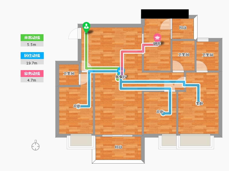 广东省-广州市-加富花园18栋111m2-85.08-户型库-动静线