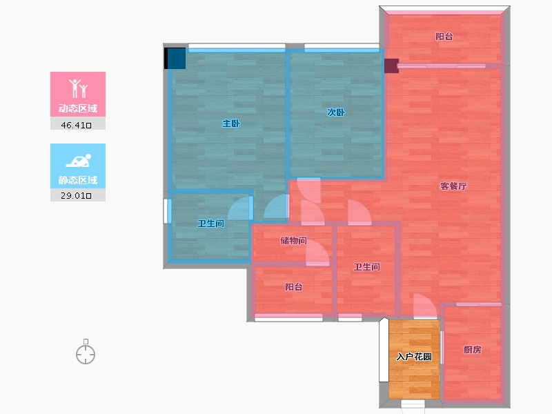 广东省-广州市-广州亚运城F2-489m2-71.20-户型库-动静分区