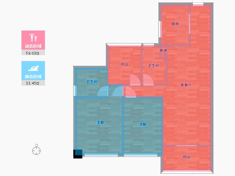 广东省-广州市-广州亚运城F2-497m2-83.86-户型库-动静分区