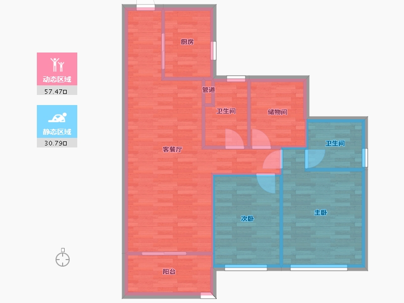 广东省-广州市-广州亚运城F2-4100m2-80.01-户型库-动静分区