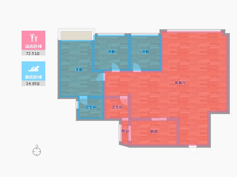 广东省-广州市-昊龙花园北区120m2-95.99-户型库-动静分区