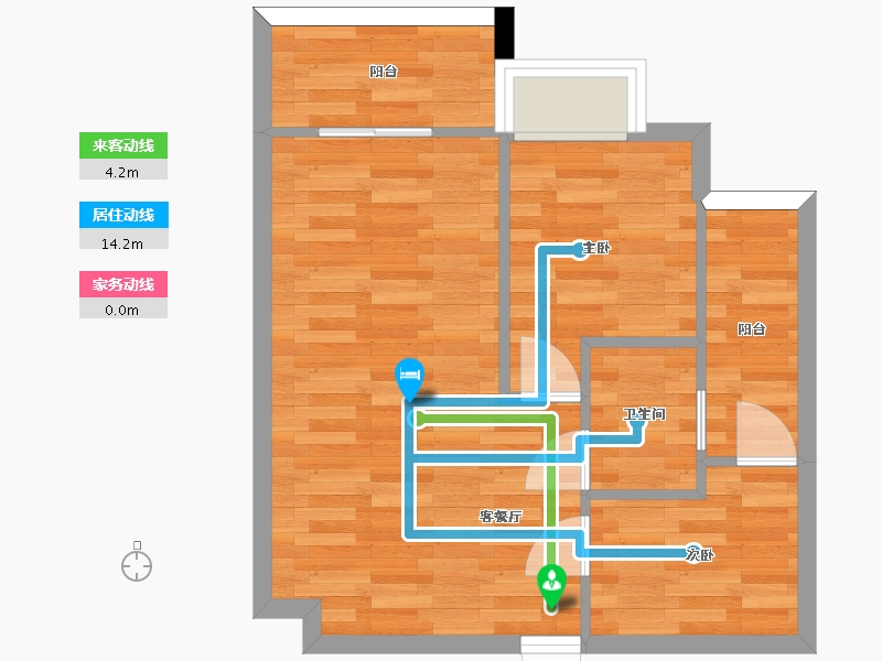 广东省-广州市-加富花园18栋60m2-46.67-户型库-动静线