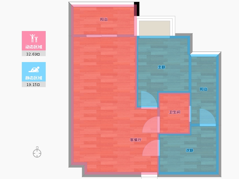 广东省-广州市-加富花园18栋60m2-46.67-户型库-动静分区