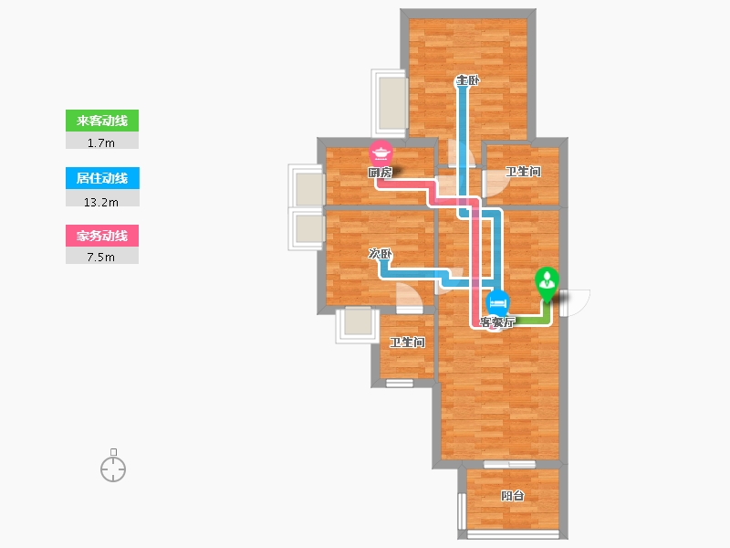 广东省-广州市-加富花园18栋86m2-65.68-户型库-动静线