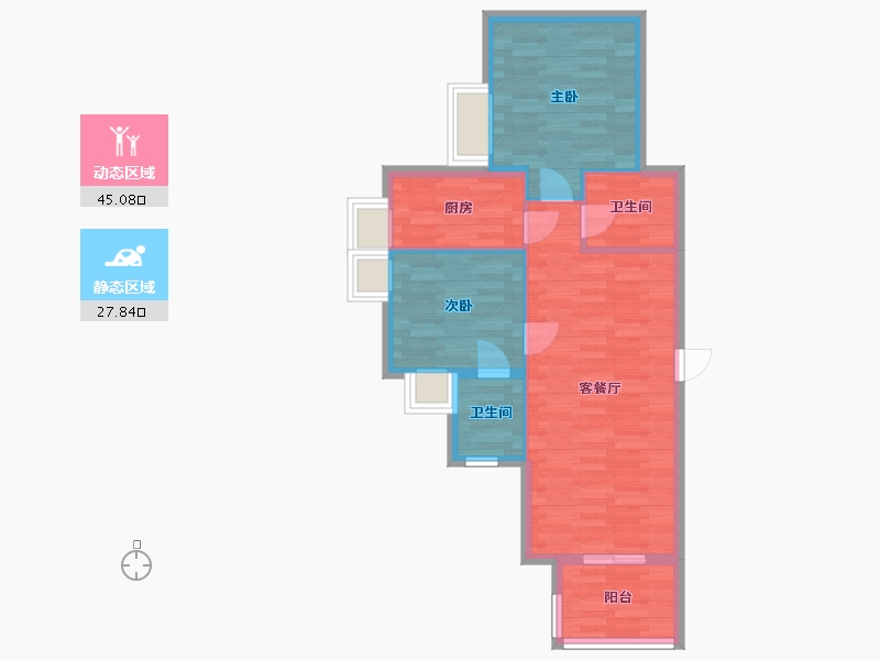 广东省-广州市-加富花园18栋86m2-65.68-户型库-动静分区