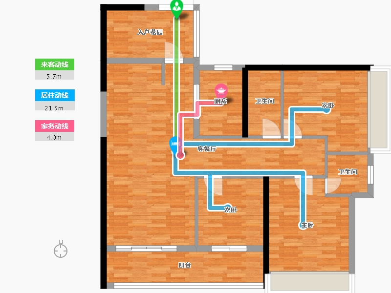 广东省-广州市-金地壹阅府1,2栋130m2-102.70-户型库-动静线