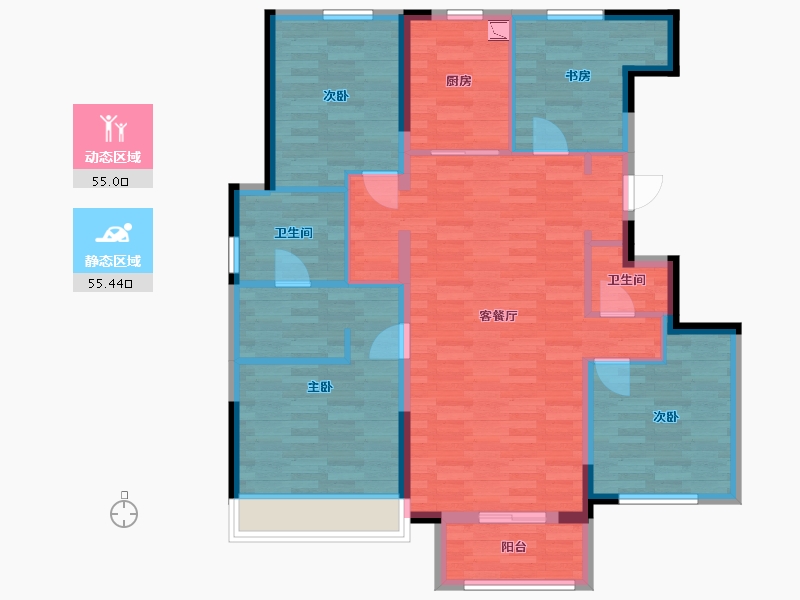 天津-天津市-绿地新里栖湖公馆-98.75-户型库-动静分区