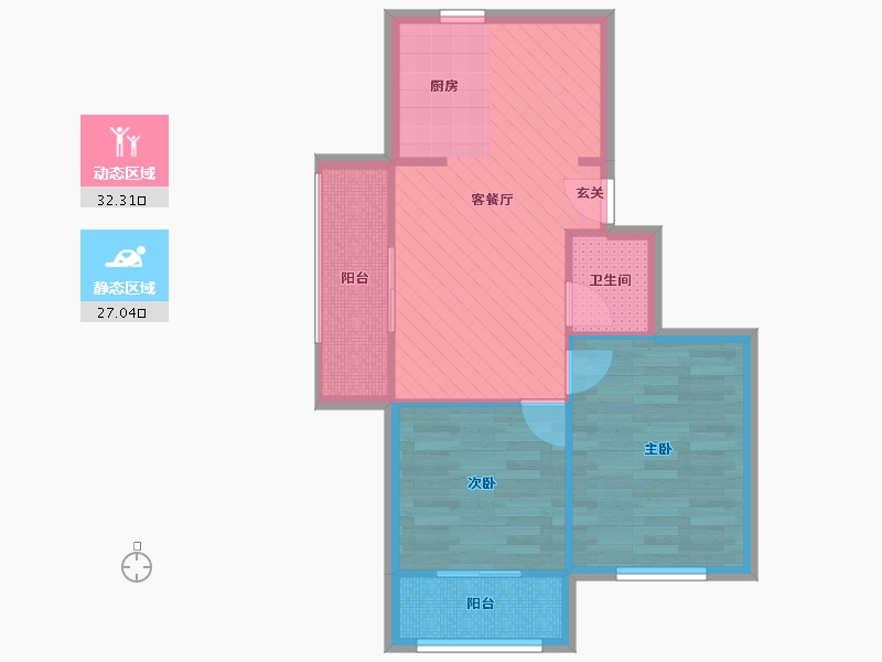 浙江省-杭州市-康乐新村-52.91-户型库-动静分区