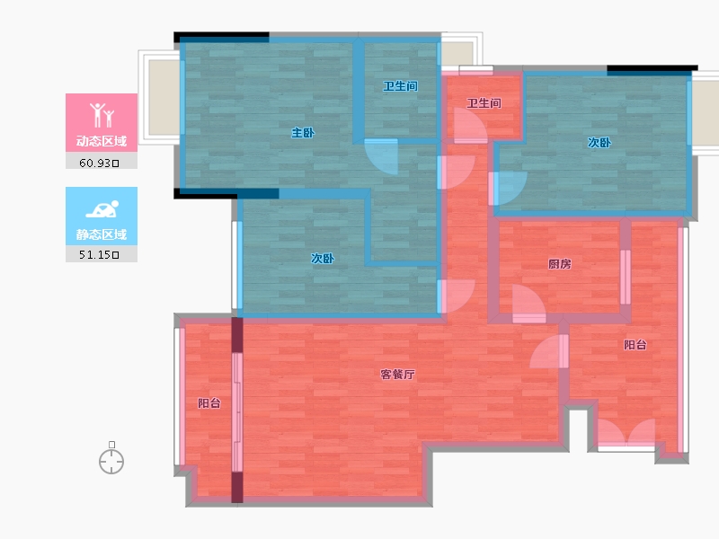 重庆-重庆市-牡丹城-98.74-户型库-动静分区