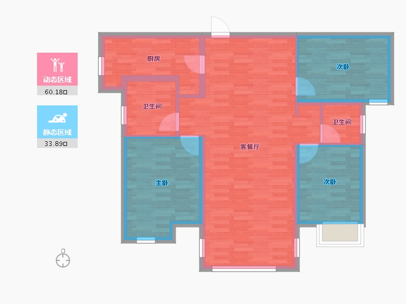 湖南省-长沙市-北辰三角洲-84.41-户型库-动静分区