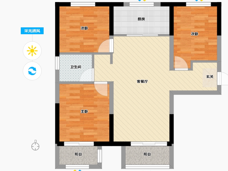 天津-天津市-中交樾公馆-67.00-户型库-采光通风