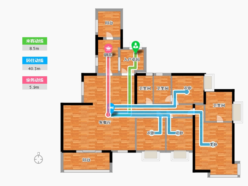 广东省-广州市-凯德山海连城一期33栋188m2-150.39-户型库-动静线