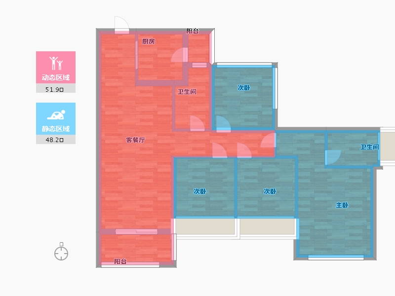 广东省-广州市-龙光天璞3栋111m2-88.79-户型库-动静分区