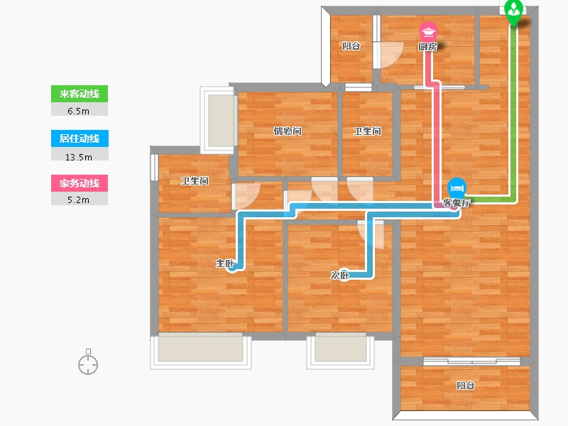 广东省-广州市-凯德山海连城二期1,2,3,4栋110m2-88.01-户型库-动静线