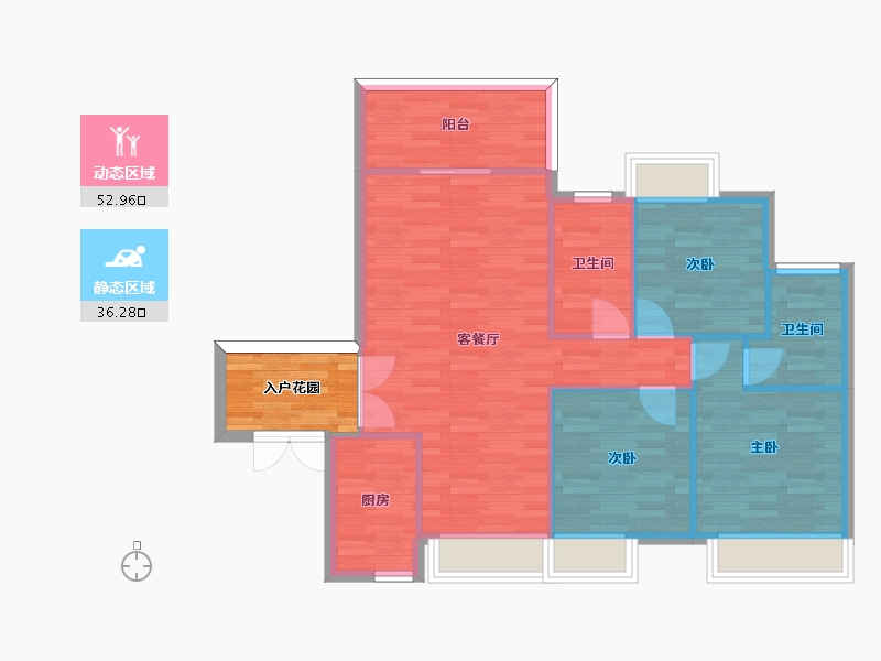 广东省-广州市-锦绣一方108m2-86.40-户型库-动静分区