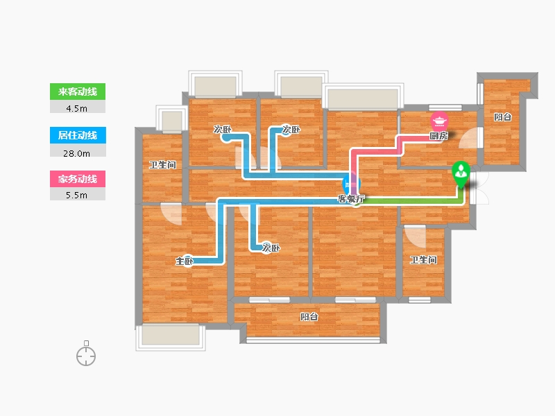 广东省-广州市-凯德山海连城二期1,2,3,4栋125m2-100.00-户型库-动静线