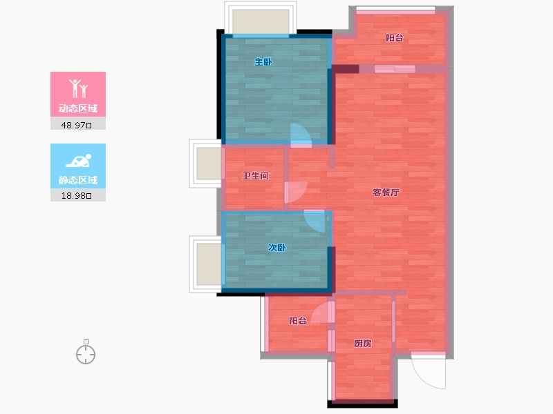 广东省-广州市-凯德山海连城二期3,4栋75m2-59.99-户型库-动静分区