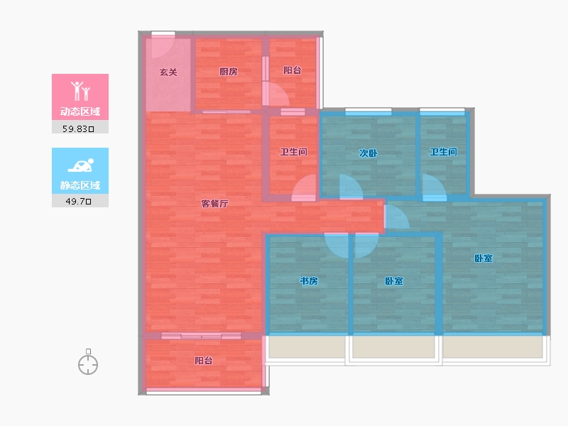 广东省-广州市-碧桂园泊岸1栋122m²-98.10-户型库-动静分区