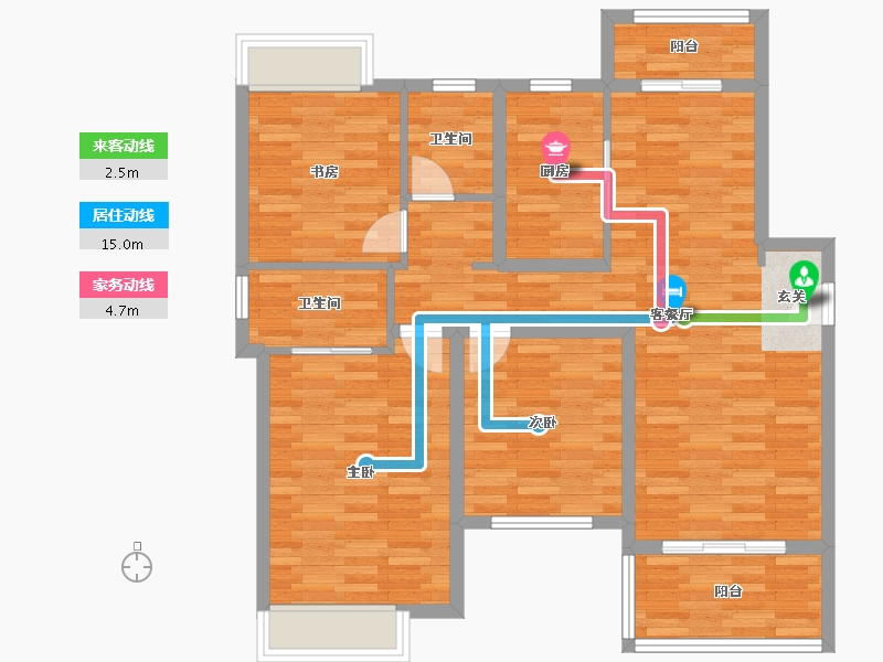 广东省-广州市-新力琥珀园1栋116m²-93.56-户型库-动静线