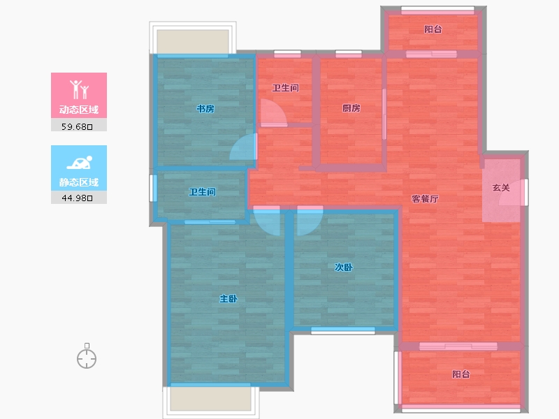 广东省-广州市-新力琥珀园1栋116m²-93.56-户型库-动静分区