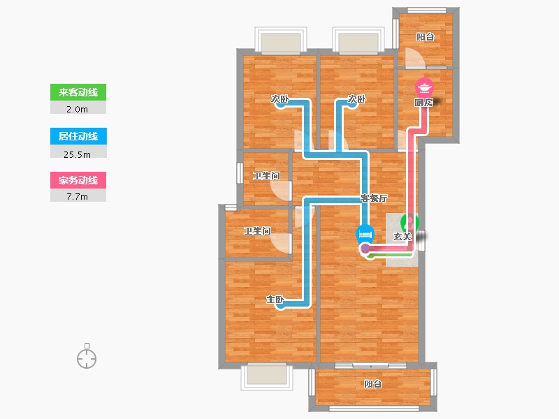 广东省-广州市-侨雅苑(花都区)1栋117m²-95.74-户型库-动静线